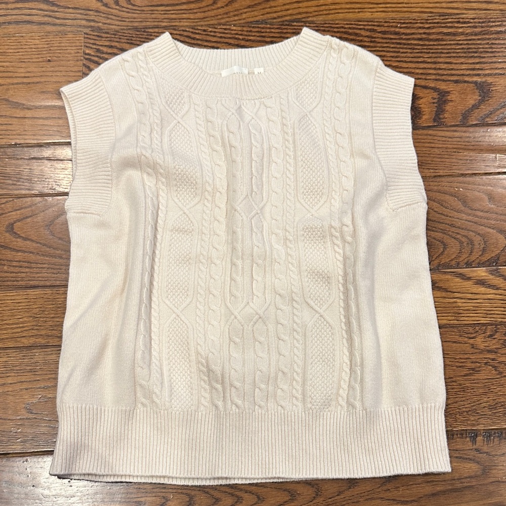 Cyrus Ivory Cable Knit Sleeveless Sweater